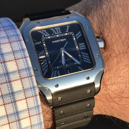 Black Rubber Strap for Cartier Santos – Black Universal Clasp