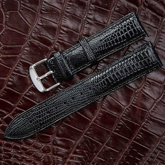 Black Lizard Texture Leather Strap – Universal Clasp