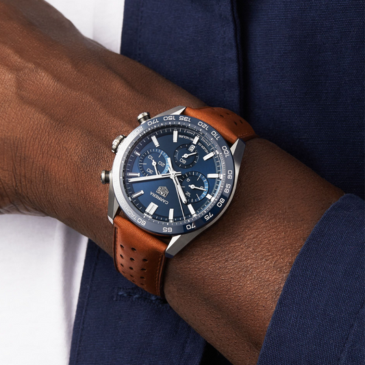 20/22mm Leather Bracelet for Tag Heuer Carrera & Monaco – Light Brown/Brown