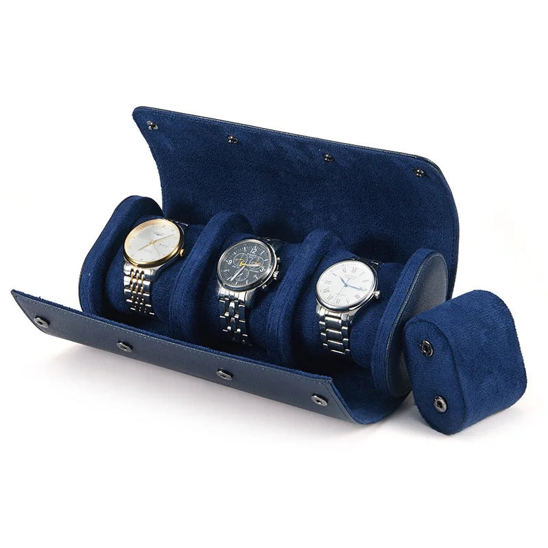 Luxury Leather Watch Travel & Storage Box 1-3 Slot – Navy – High Quality