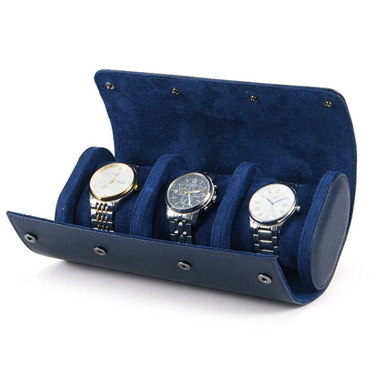 Luxury Leather Watch Travel & Storage Box 1-3 Slot – Navy – High Quality