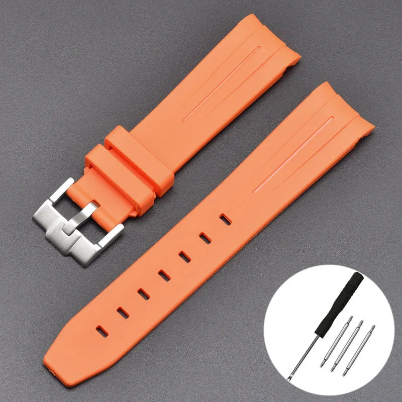 High Quality Curved End Rubber Strap for Moonswatch - With Coloured Line