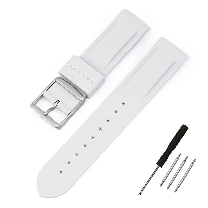 High Quality Curved End Rubber Strap for Moonswatch - With Coloured Line