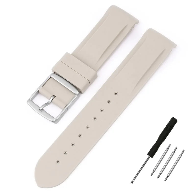 High Quality Curved End Rubber Strap for Moonswatch - With Coloured Line