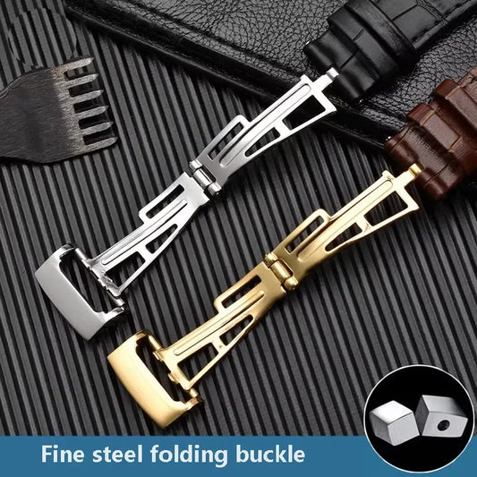 Black Crocodile Style Leather Strap for AP – High-Quality Butterfly Clasp