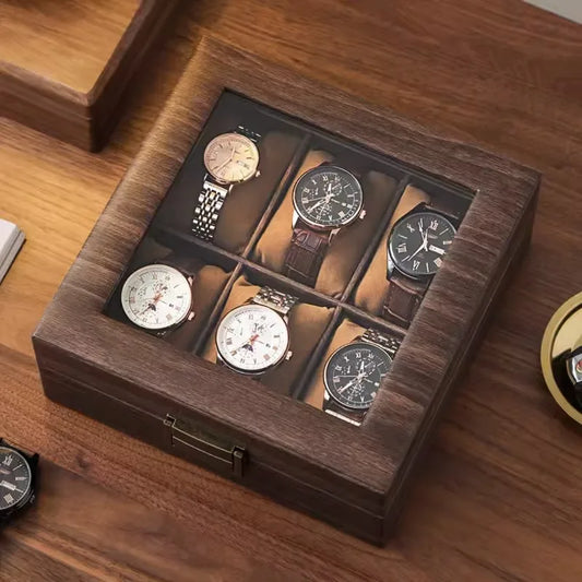 6 Slot Luxury Solid Oak Wooden Watch Box – High Quality Display Case