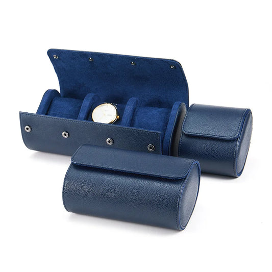 Luxury Leather Watch Travel & Storage Box 1-3 Slot – Navy – High Quality