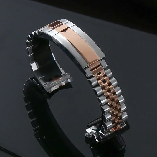 Stainless Steel Two Tone Rose Gold Jubilee Strap