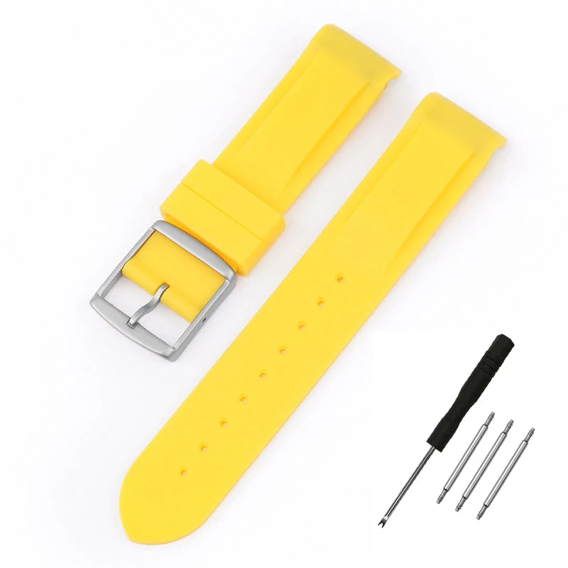 High Quality Curved End Rubber Strap for Moonswatch - With Coloured Line