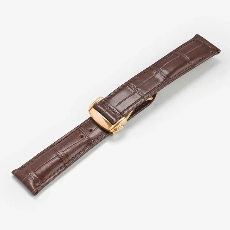 Genuine Leather Strap for Omega Seamaster & Speedmaster Brown – Folding Buckle
