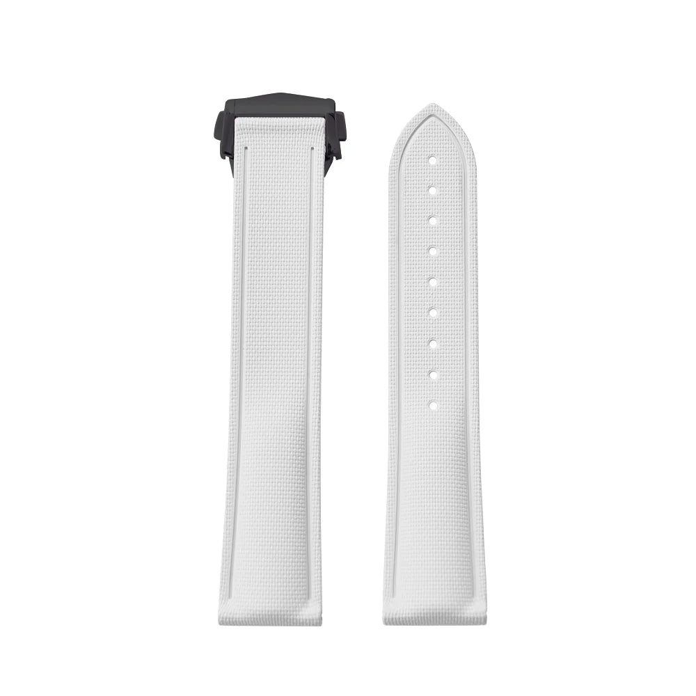 White Premium Grade Soft FKM Rubber Watch Strap