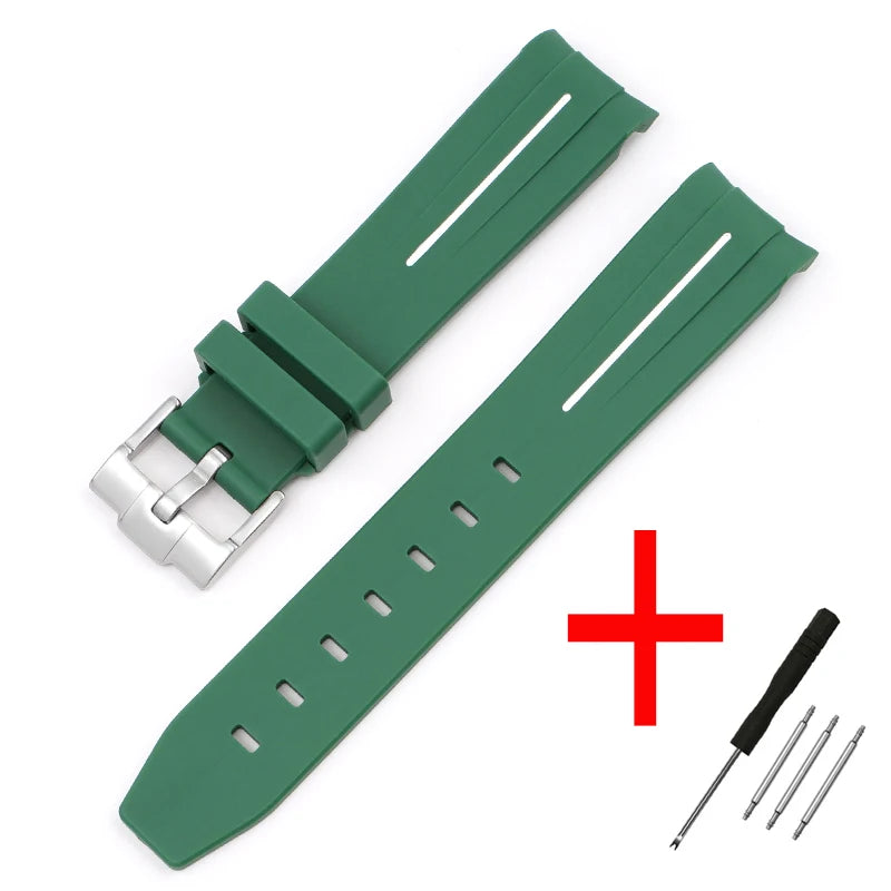 High Quality Curved End Rubber Strap for Moonswatch - With Coloured Line