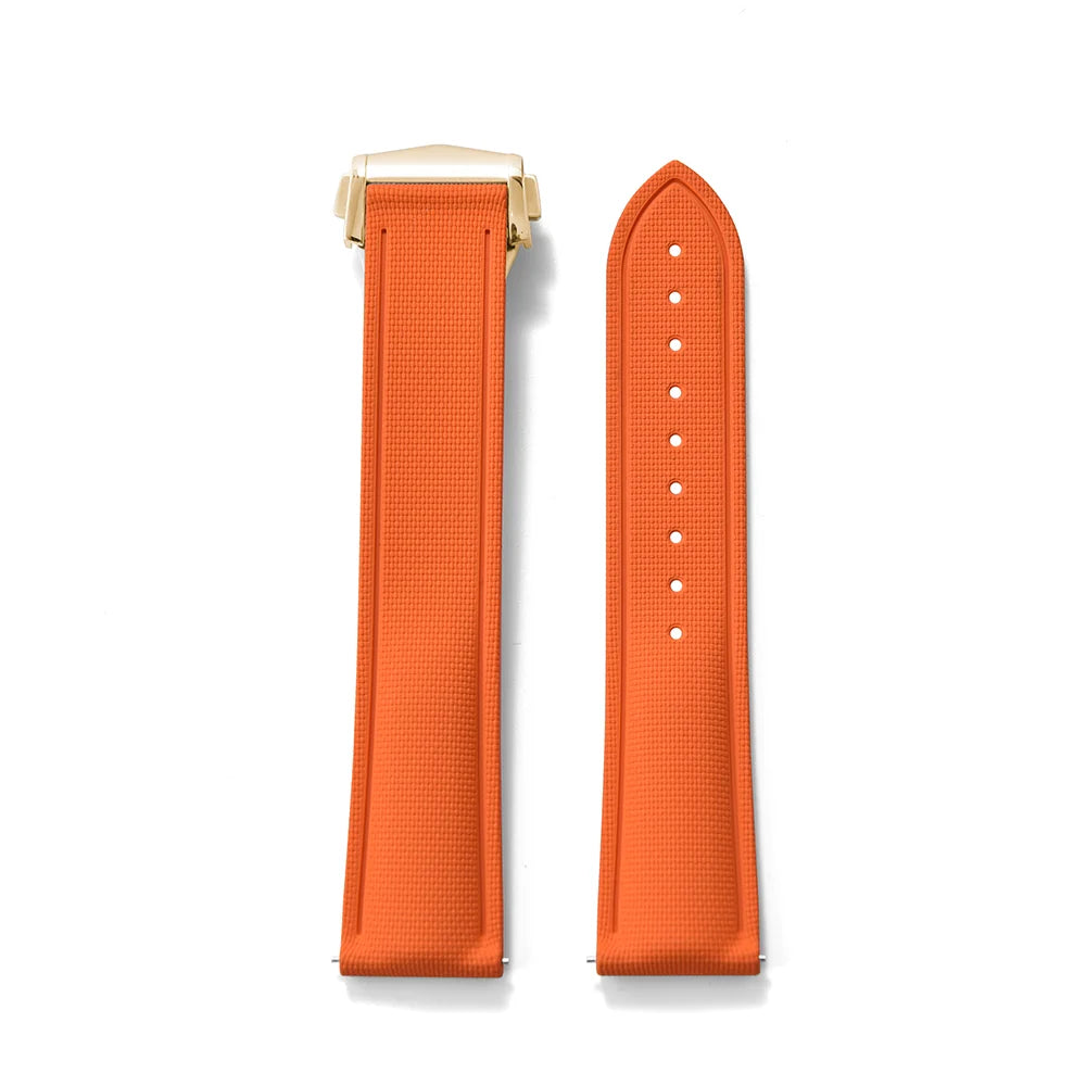 Orange Premium Grade Soft FKM Rubber Watch Strap