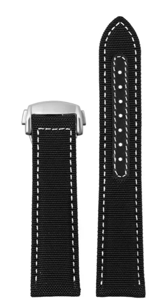 Woven Nylon Canvas Strap for Omega Seamaster & Omega Aqua Terra – Black & White