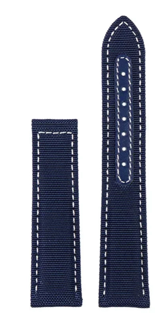 Woven Nylon Canvas Strap for Omega Seamaster & Aqua Terra – Blue & White