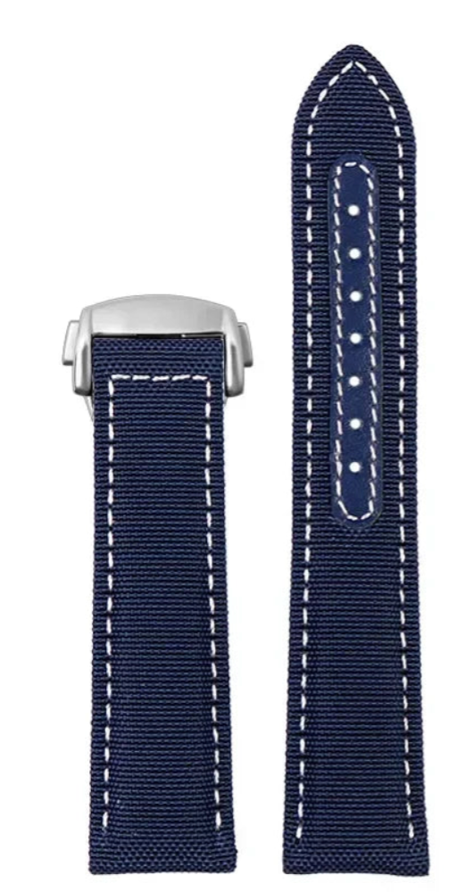 Woven Nylon Canvas Strap for Omega Seamaster & Aqua Terra – Blue & White