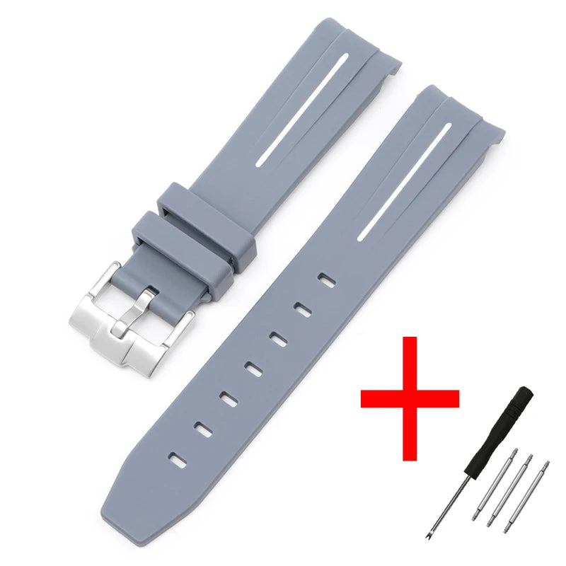 High Quality Curved End Rubber Strap for Moonswatch - With Coloured Line