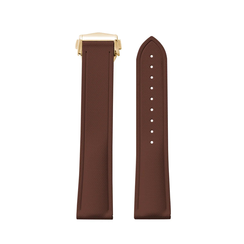 Brown Premium Grade Soft FKM Rubber Watch Strap