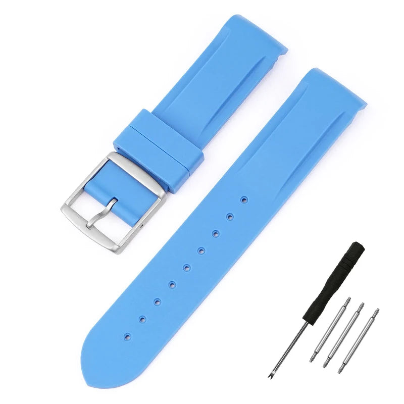 High Quality Curved End Rubber Strap for Moonswatch - With Coloured Line