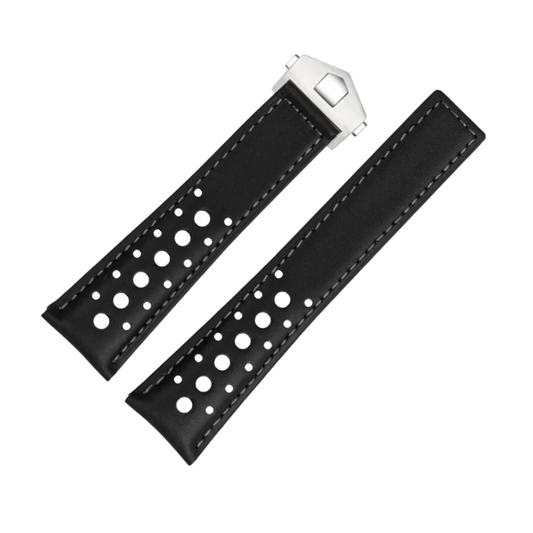 22mm Genuine Leather Strap for TAG Heuer Monaco – Folding Buckle – Men’s Watchband