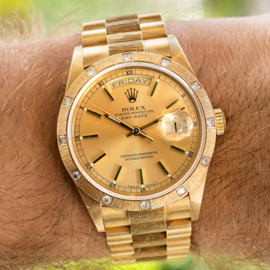 Presidential Style Strap for Rolex - High Quality Butterfly Clasp - Yellow Gold