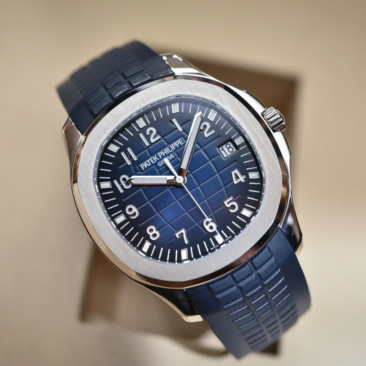 Luxury Rubber Strap for Patek Phillipe Aquanaut Butterfly Clasp - Navy Blue