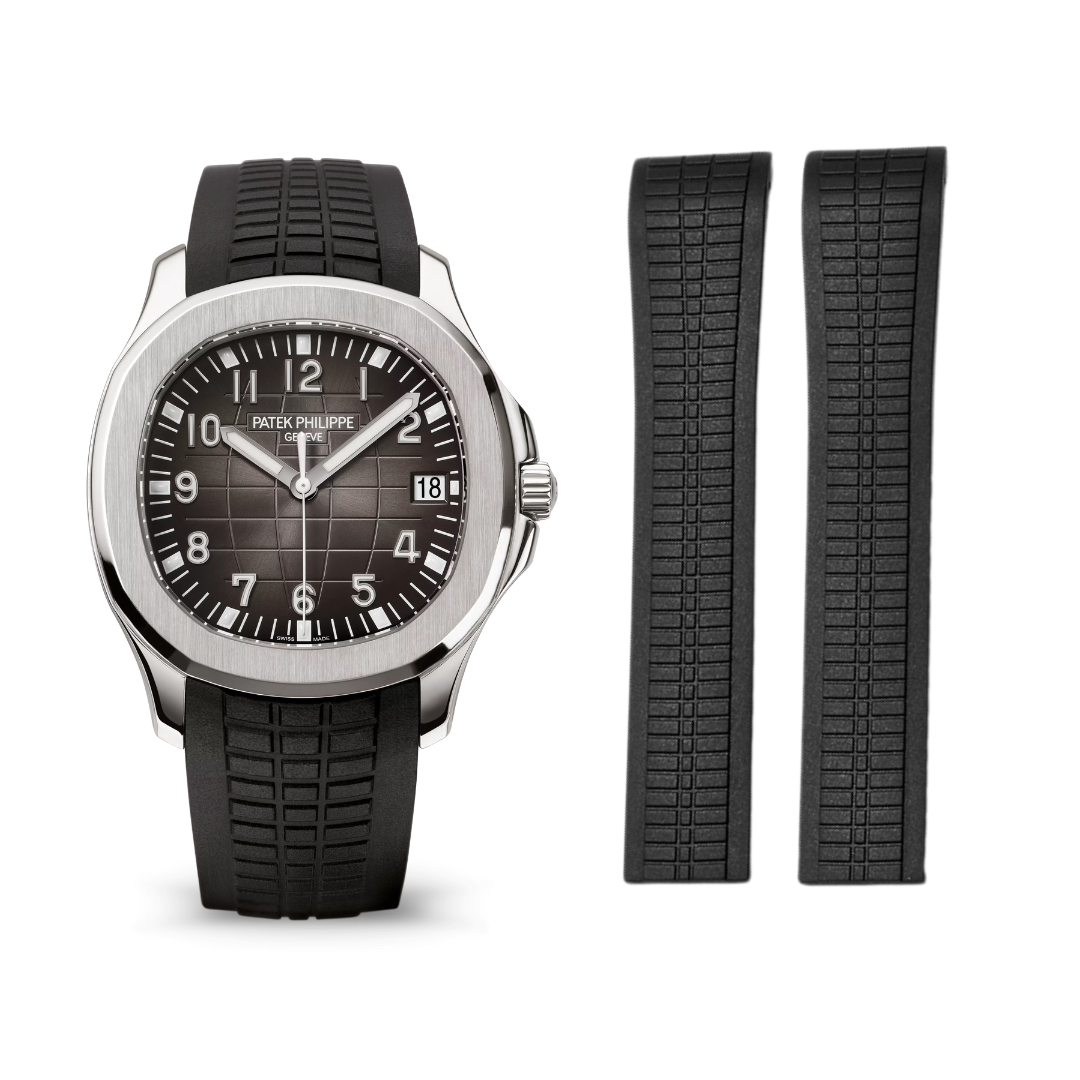 Luxury Rubber Strap for Patek Phillipe Aquanaut Butterfly Clasp - Black