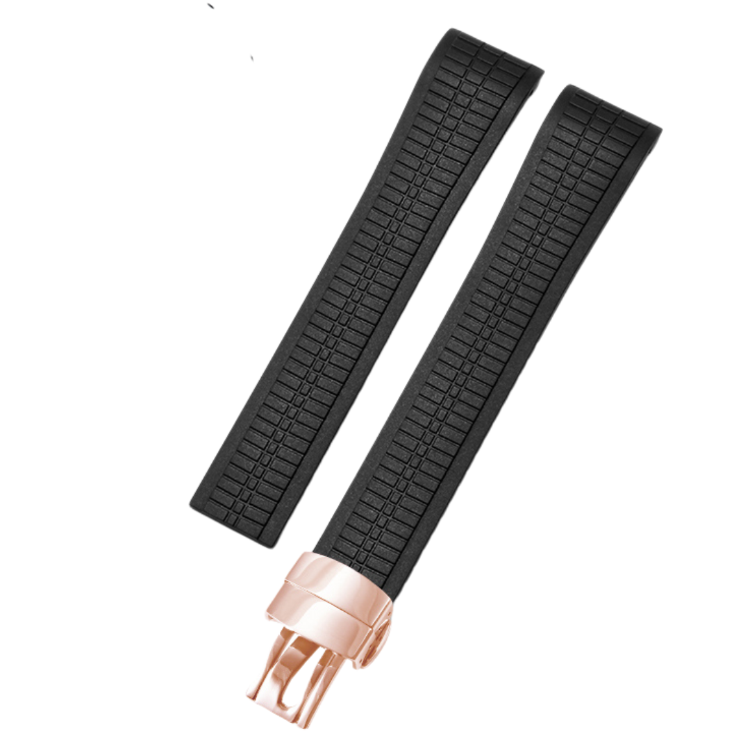 Luxury Rubber Strap for Patek Phillipe Aquanaut Butterfly Clasp - Black