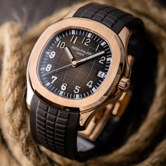 Luxury Rubber Strap for Patek Phillipe Aquanaut Butterfly Clasp - Coffee