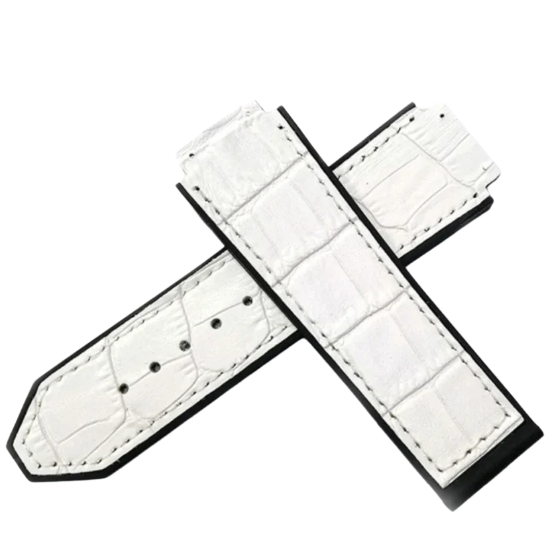 25x19mm Leather Strap for Hublot Big Bang Series White