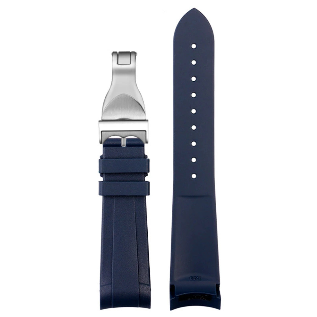 22mm Red Rubber Strap for Tudor Navy Blue - Butterfly Clasp