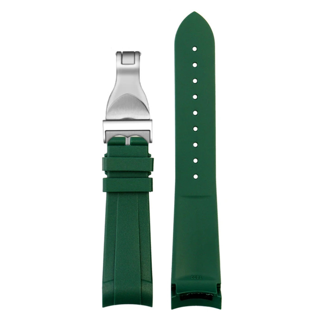 22mm Red Rubber Strap for Tudor Green - Butterfly Clasp