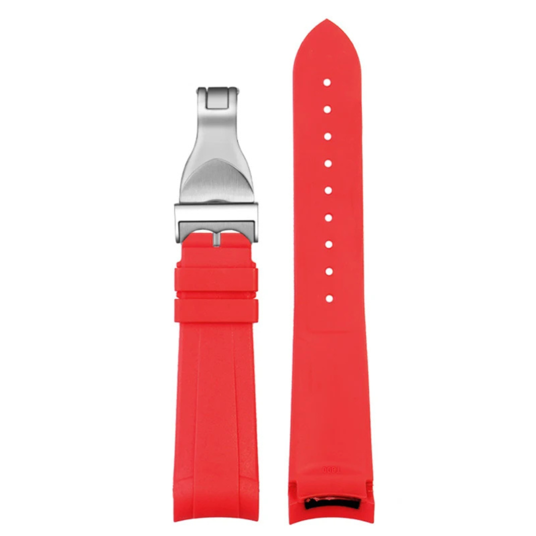 22mm Red Rubber Strap for Tudor Red - Butterfly Clasp