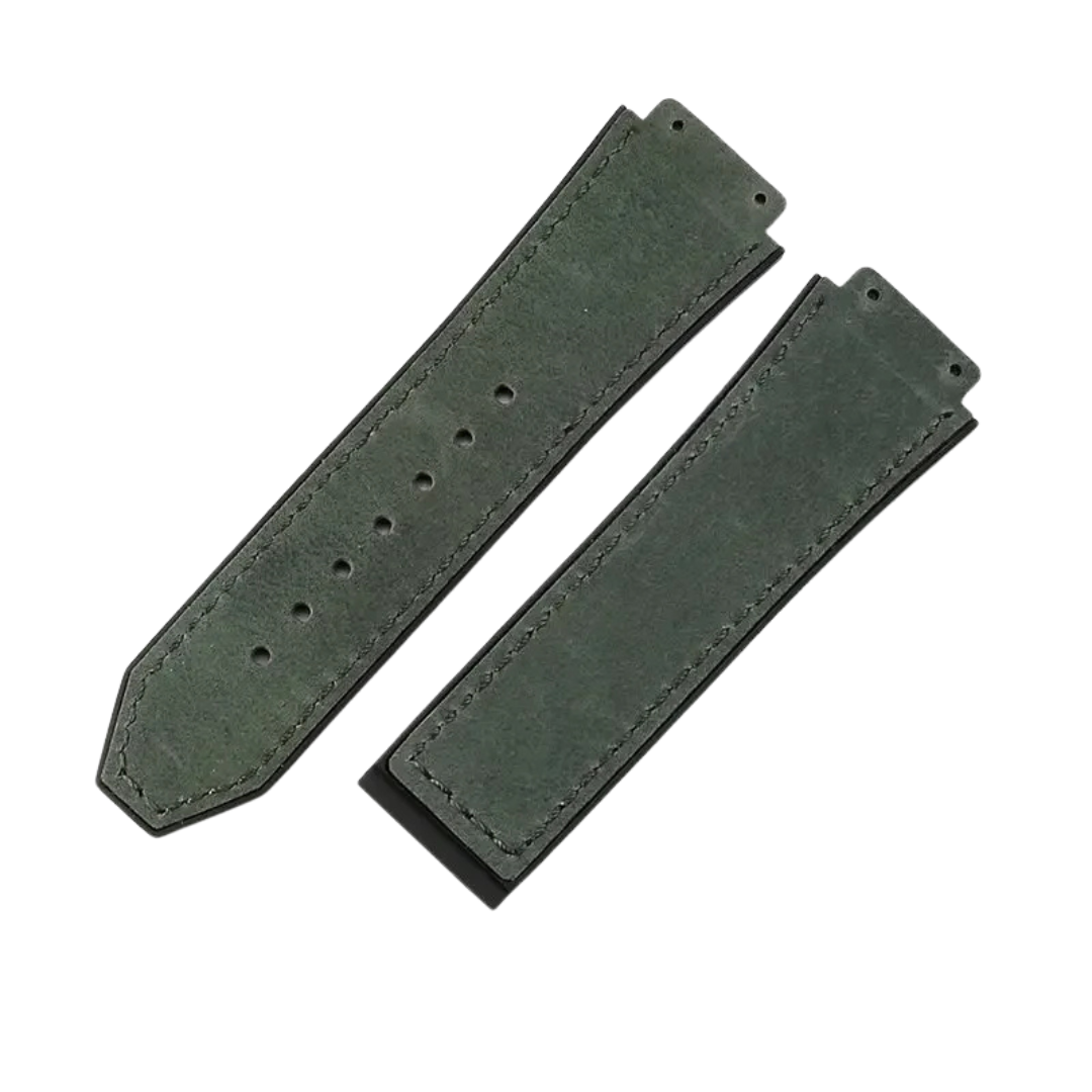 26x19mm Leather Strap for Hublot Classic Fusion Big Bang Army Green