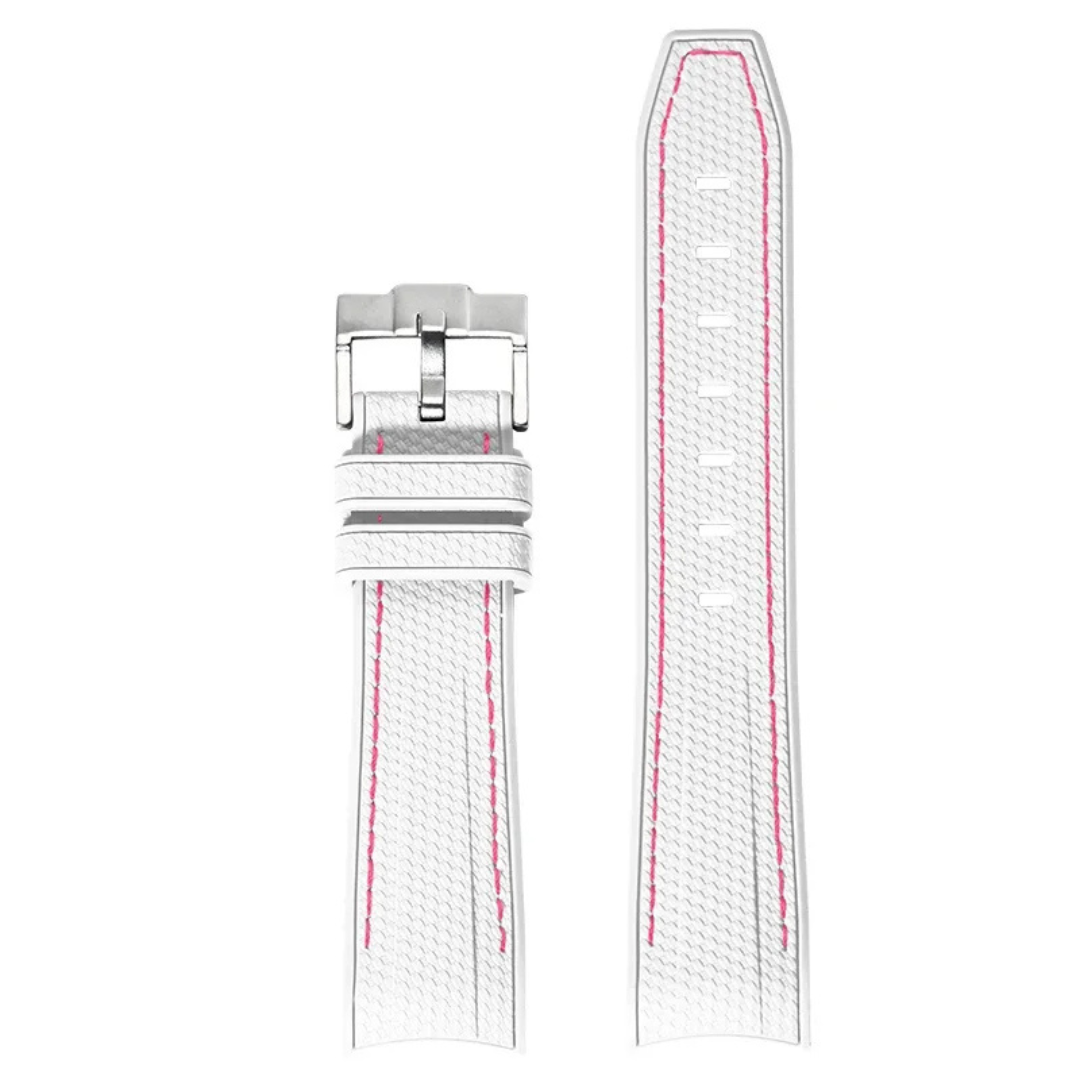 White Silicone Rubber Strap for Omega X Moonswatch With Coloured Stitching