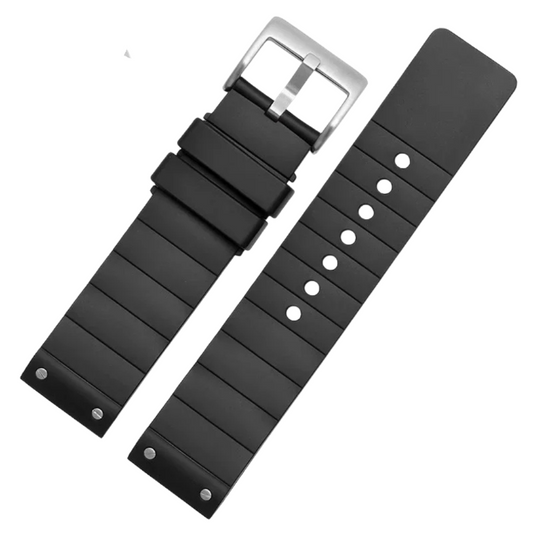 Black Rubber Strap for Cartier Santos – Silver Universal Clasp