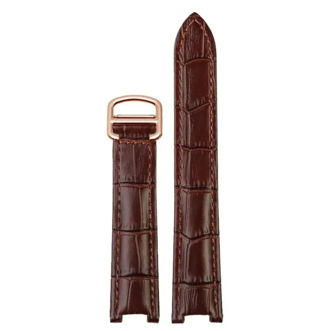 Oak Brown Cowhide Leather Strap For Cartier