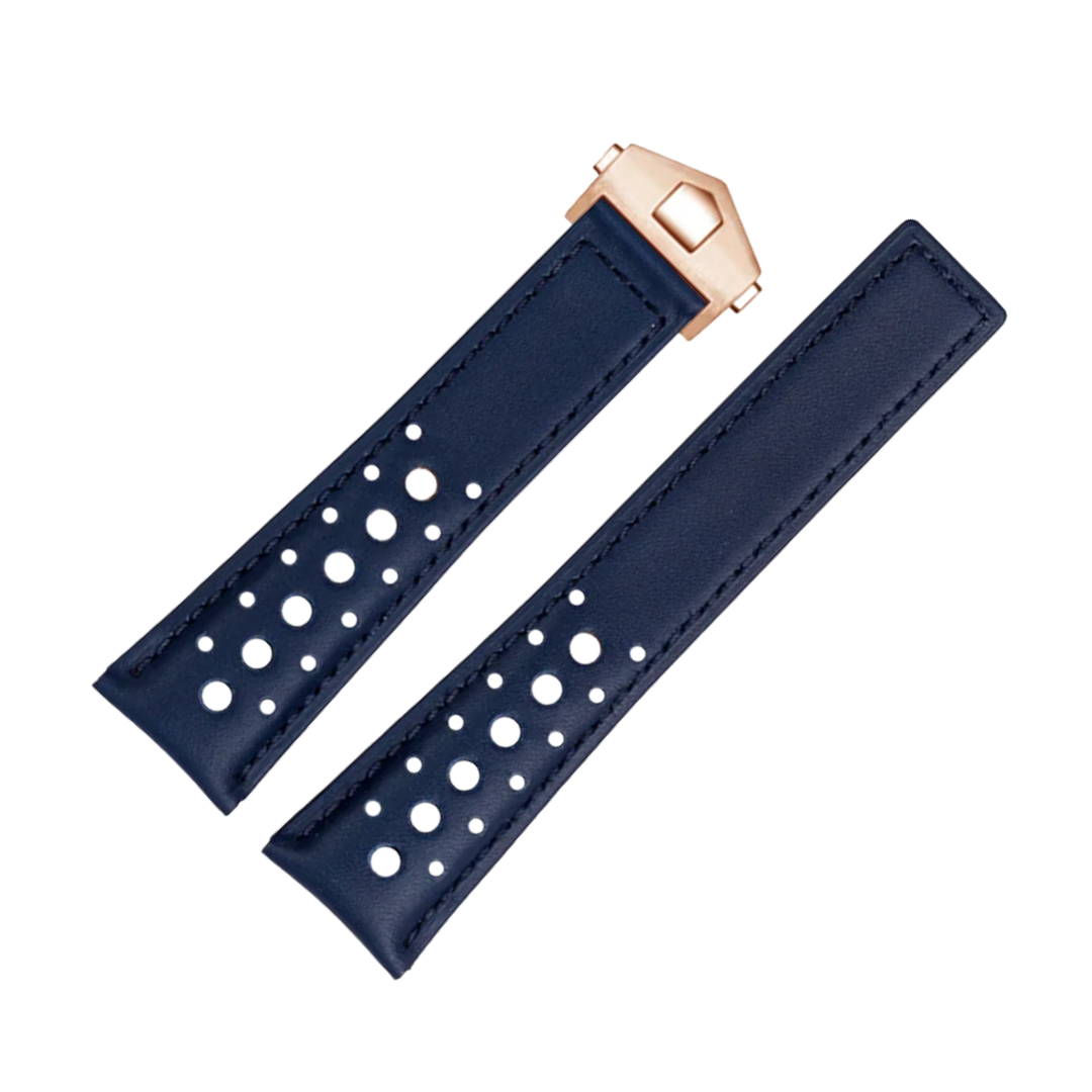 22mm Genuine Leather Strap for TAG Heuer Monaco – Folding Buckle – Men’s Watchband