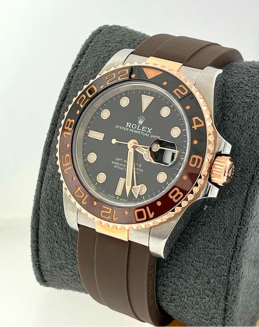 Oysterflex Style Strap for Rolex - High Quality Butterfly Clasp - Brown with Clasp