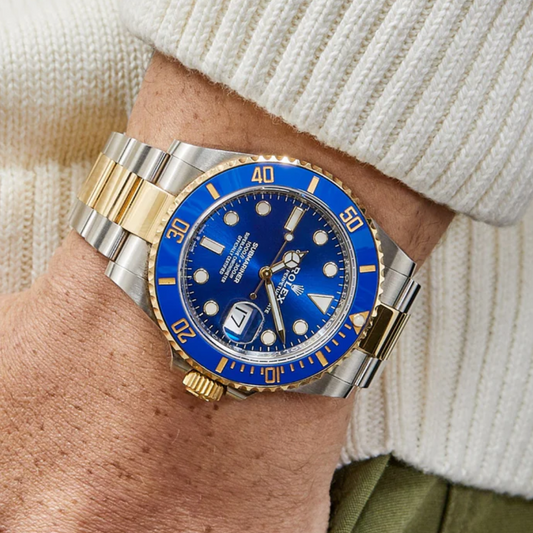 Presidential Style Strap for Rolex - High Quality Butterfly Clasp - Two Tone Gold