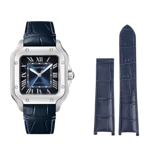 Midnight Blue Cowhide Leather Strap For Cartier