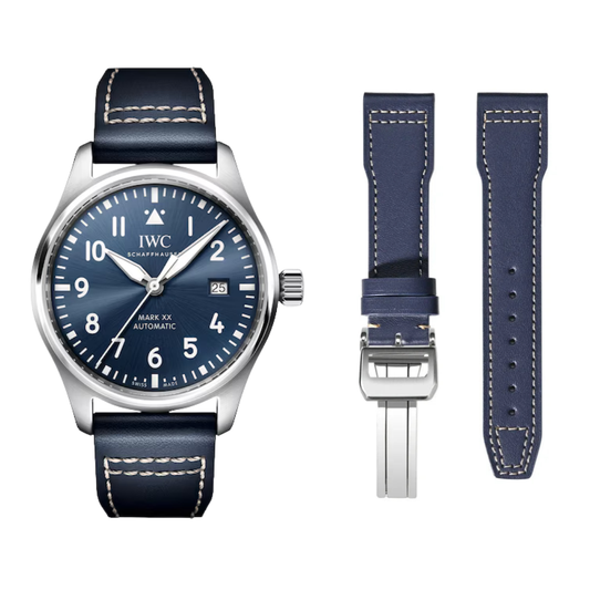 Blue & White Soft Cowhide Leather Pilot Strap