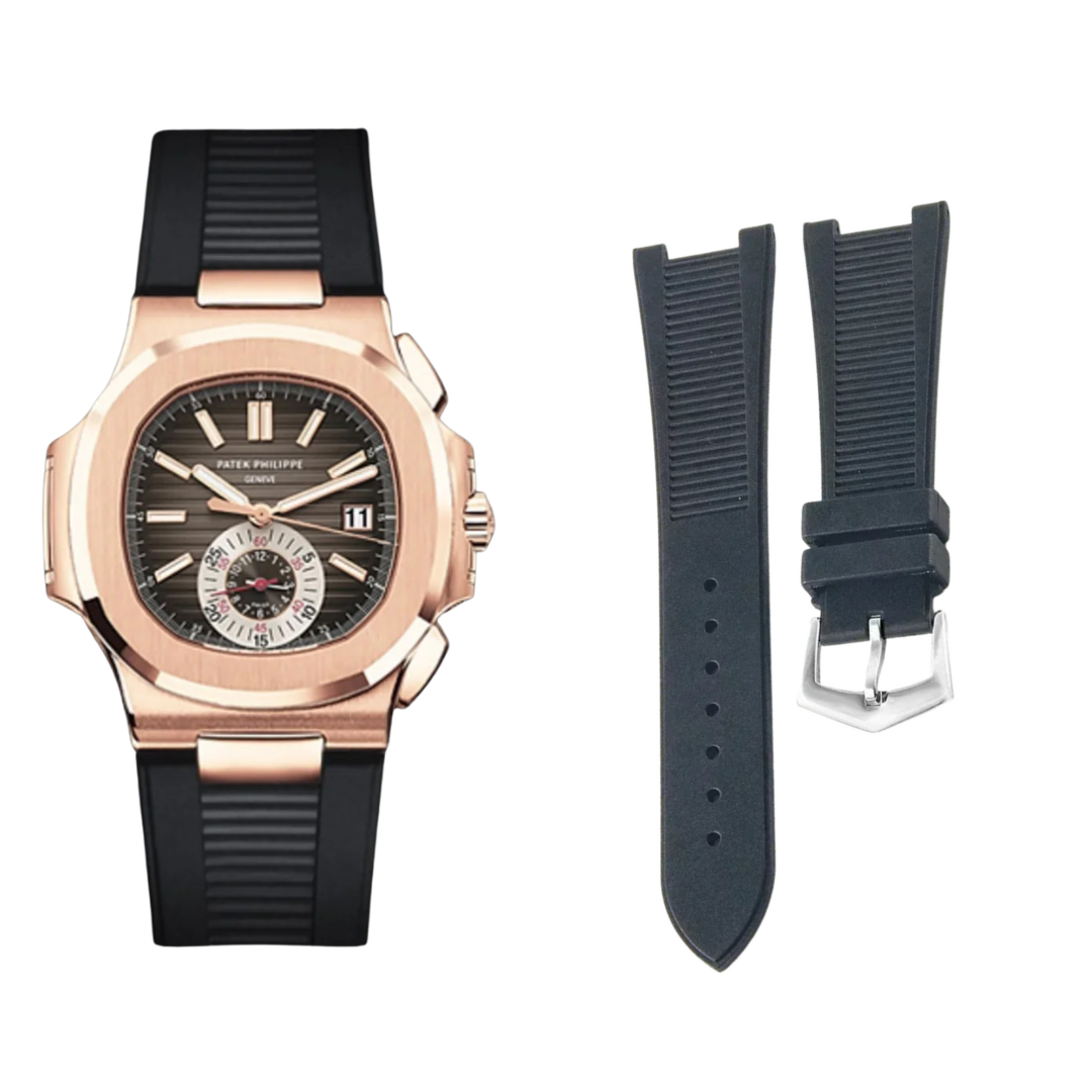 Black Fluororubber Strap for Patek Philippe Nautilus Series