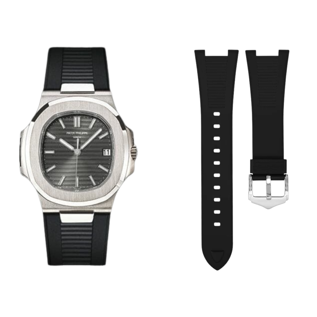 Black Rubber Silicone Strap for Patek Philippe