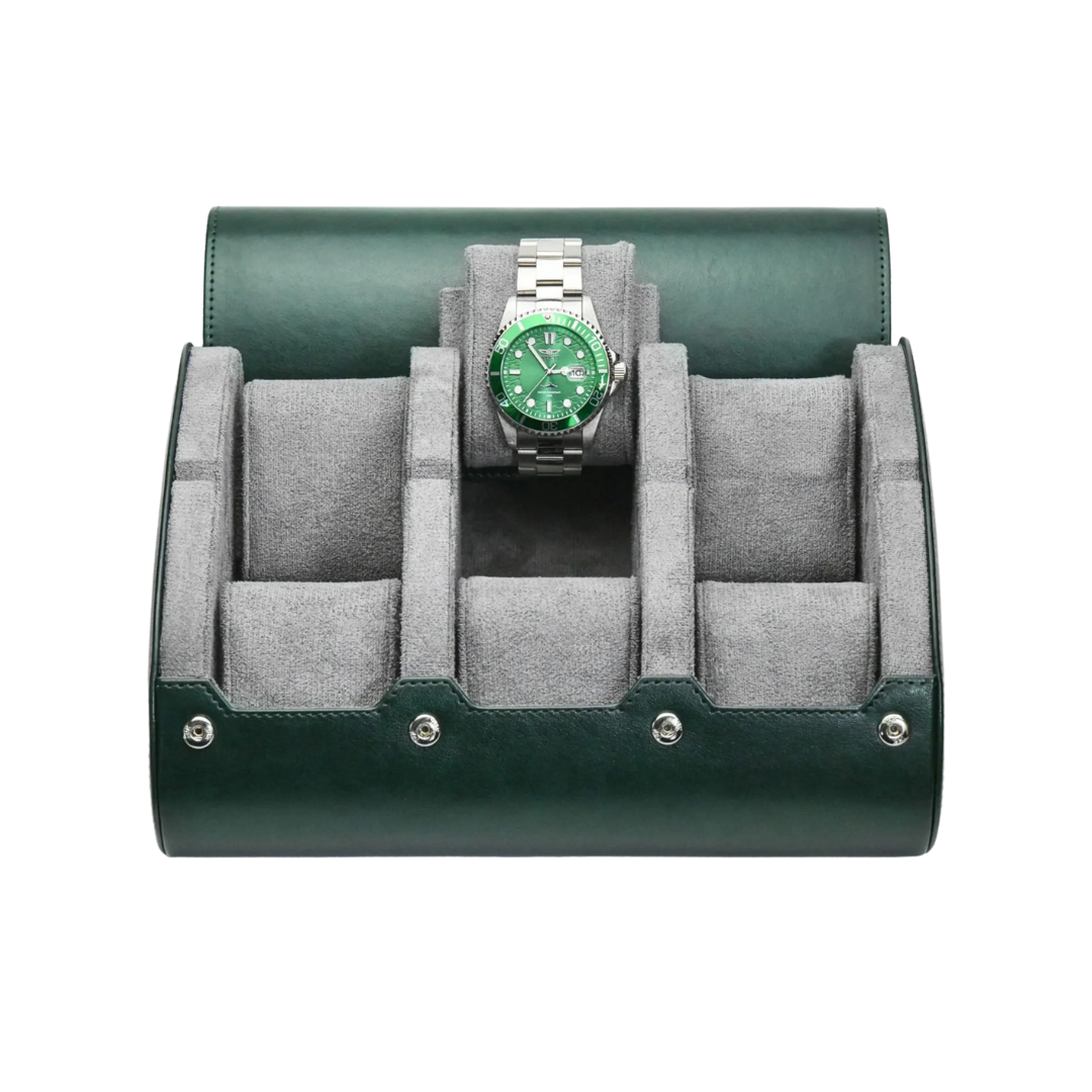 Luxury Leather Watch Travel & Storage Box 3-6 Slot – Green – High Quality