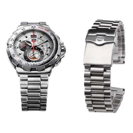 Bright Silver Stainless Steel F1 Strap