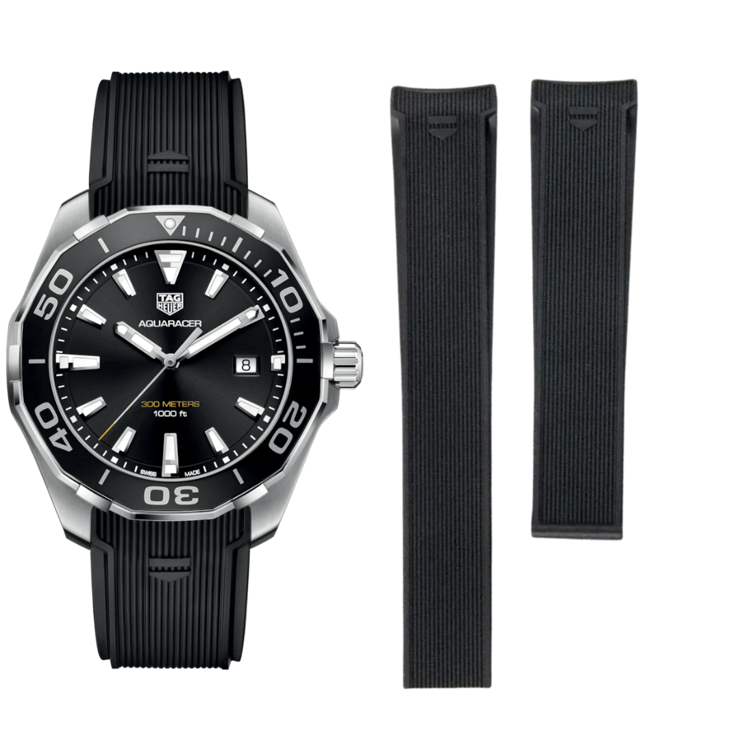 Black Rubber Strap for Tag Heuer F1 Racing 300 – 22mm – 43/41mm Case