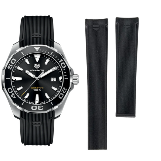 Black Rubber Strap for Tag Heuer F1 Racing 300 – 22mm – 43/41mm Case