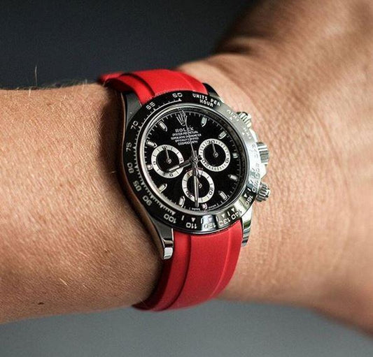 Oysterflex Style Strap for Rolex - High Quality Butterfly Clasp - Red with Clasp