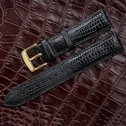 Black Lizard Texture Leather Strap – Universal Clasp